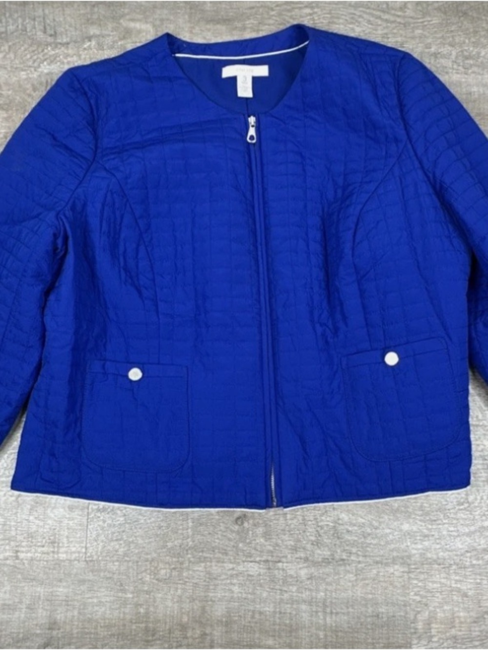 Girls' Quilted Cobalt Zip Jacket